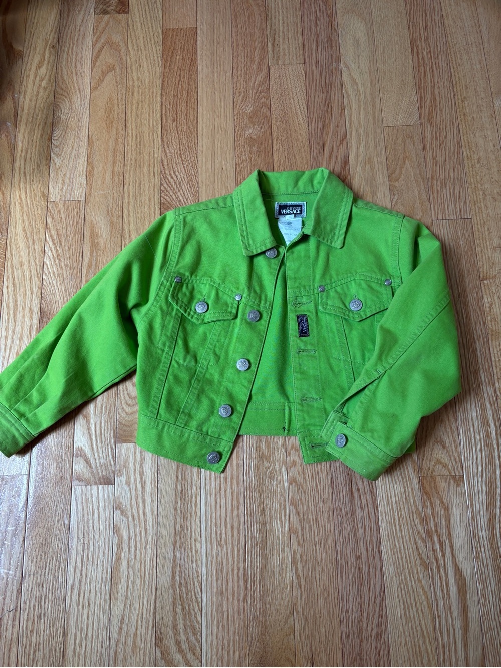 Vintage Young Versace Lime Green Denim Jacket
